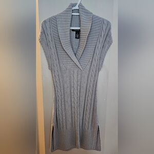 VENUS Light Gray Cable Knit Sweater Dress